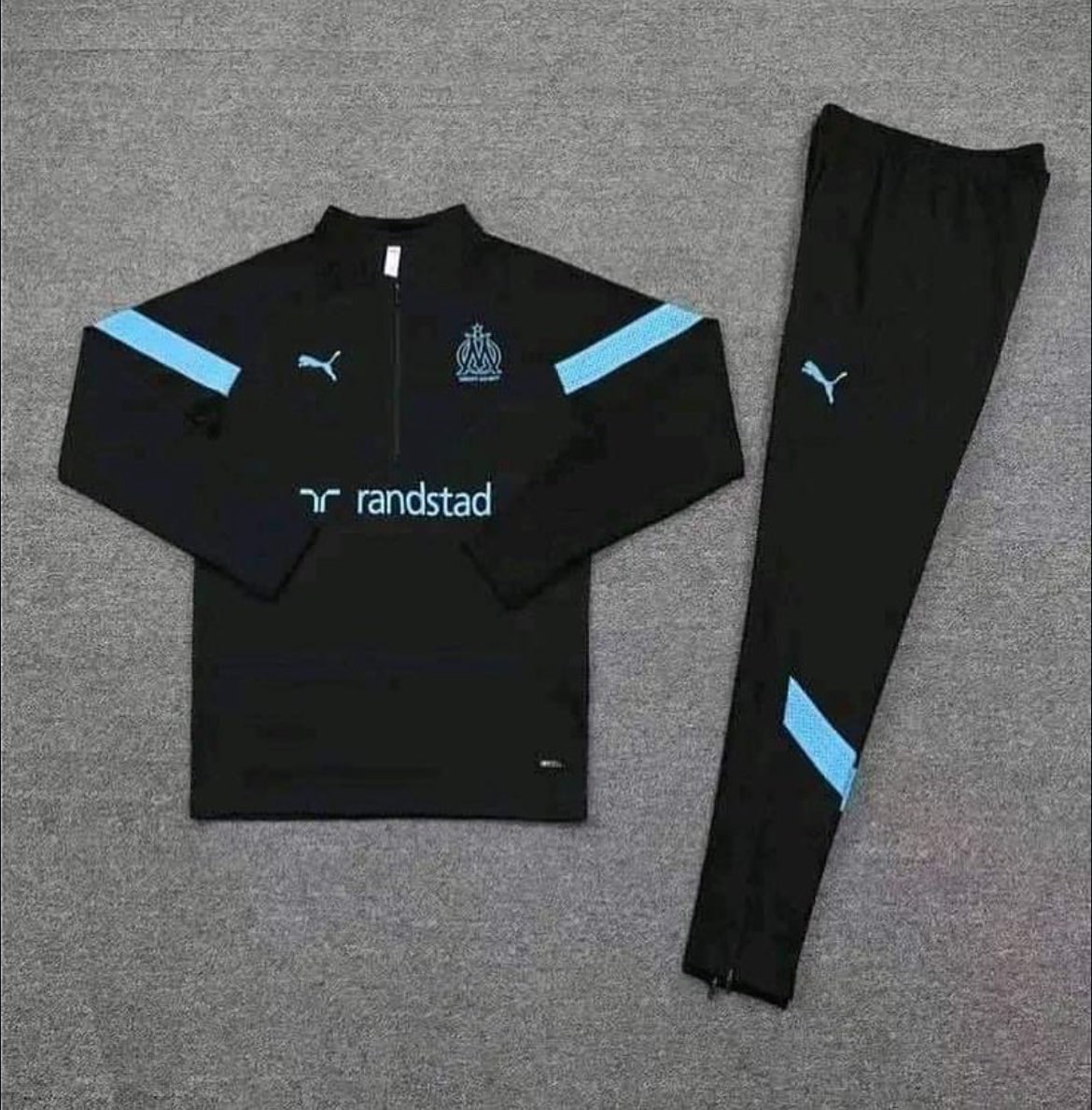 OLYMPIQUE DE MARSEILLE BLACK AND BLUE TRACKSUIT